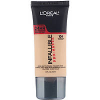 L'Oreal, Тональная основа Infallible Pro-Matte, оттенок Golden Beige 104, 30 мл