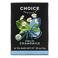 Choice Organic Teas, Herbal Tea, Organic Chamomile, Caffeine-Free, 16 Tea Bags, .50 oz (14 g)