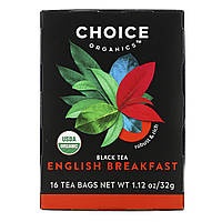 Choice Organic Teas, Black Tea, English Breakfast, 16 чайных пакетиков, 32 г (1,12 унции)