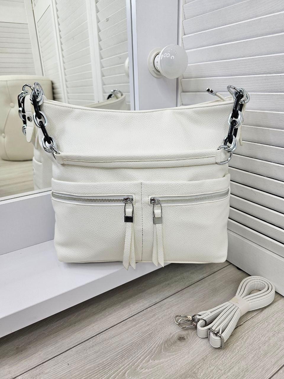 Жіноча сумка середнього розміру красива модна біла екошкіра