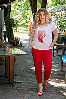 Костюм жіночий батальний із софту футболка і брюки, фото 6