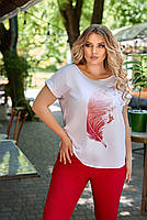 Костюм жіночий батальний із софту футболка і брюки, фото 9