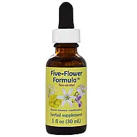 Flower Essence Services, Формула из пяти цветков, комбинация цветочных эссенций, безалкогольная, 30 мл (1