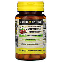 Mason Natural, стандартизованный экстракт расторопши и клюквы, средство для очищения печени и почек, 60 капсул