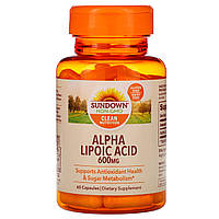 Sundown Naturals, Альфа-липоевая кислота, 600 мг, 60 капсул