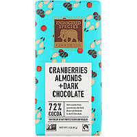 Endangered Species Chocolate, Клюква, миндаль и темный шоколад, 85 г (3 унции)
