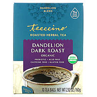 Teeccino, Органический обжаренный травяной чай, темная обжарка с одуванчиком, без кофеина, 10 чайных
