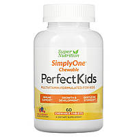 Super Nutrition, Perfect Kids, мультивітамінний комплекс для дітей, смак лісових ягід, 60 вегетаріанських