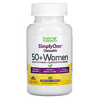 Super Nutrition, SimplyOne, мультивитамины и полезные травы для женщин старше 50 лет, вкус лесных ягод,