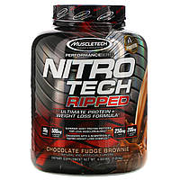 Muscletech, Nitro Tech Ripped, чистый протеин + состав для похудения, со вкусом брауни с шоколадной помадкой,