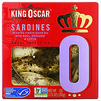 King Oscar, Sardines In Extra Virgin Olive Oil with Basil, Oregano & Garlic, 3.75 oz ( 106 g)