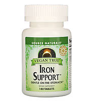 Source Naturals, Vegan True, Iron Support (препарат для поддержания уровня железа, подходит для веганов),