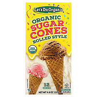 Edward & Sons, Edward & Sons, Let's Do Organic, рожки для мороженого из органического сахара, закрученные, 12