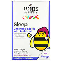 Zarbee's, Детское средство для сна с мелатонином, натуральный ароматизатор со вкусом винограда, для детей от