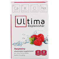 Ultima Replenisher, Электролитовая добавка, малина, 20 пакетов, 3,2 г (0,11 унций) каждый