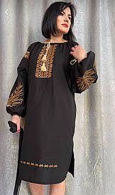 Гарна вишита сукня, Колоски (чорне домоткане полотно)