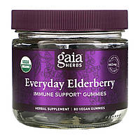 Gaia Herbs, Ежедневные жевательные мармеладки для поддержки иммунитета бузины, 80 веганских жевательных конфет