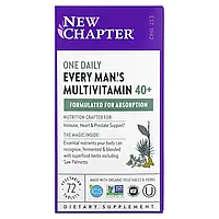 New Chapter, 40+ Every Man's One Daily Multi, мультивитамины для мужчин, 72 растительные таблетки