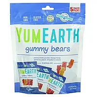 YumEarth, Жевательные мишки, вкусы в ассортименте, 5 упаковок снеков, вес каждой 19,8 г (0,7 унции)