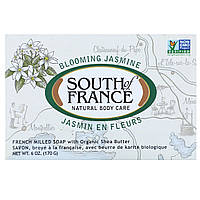South of France, Цветущий жасмин, французское пилированное овальное мыло с органическим маслом ши, 6 унций