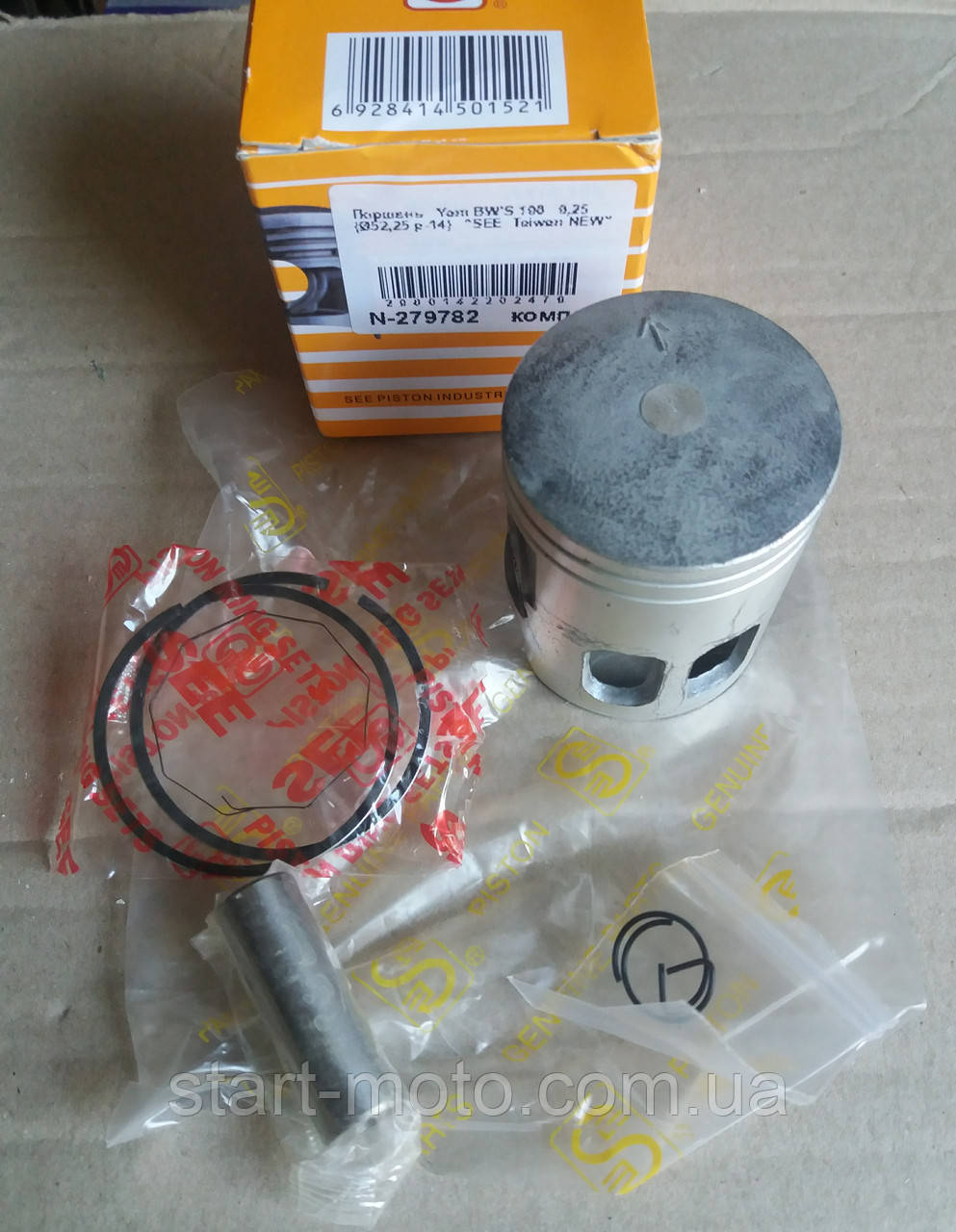 YAMAHA 100 4VP GRAND-AXIS BWS Поршень к-кт (1-й ремонт 52.25 mm палець 14 mm) фірма SEE — Оригінал Тайвань, фото 1