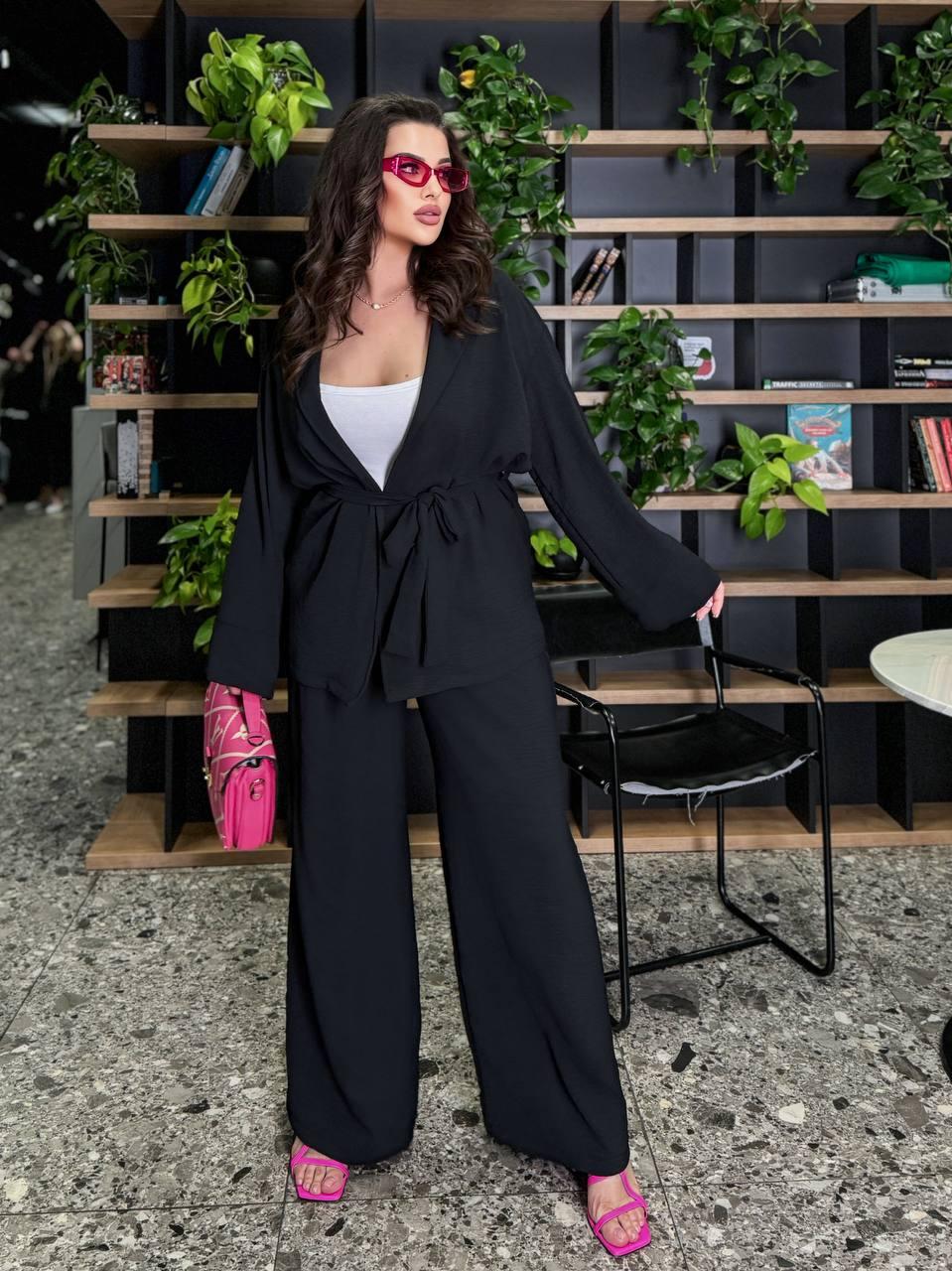 Костюм жіночий двійка з креп-жатки великого розміру, фото 1