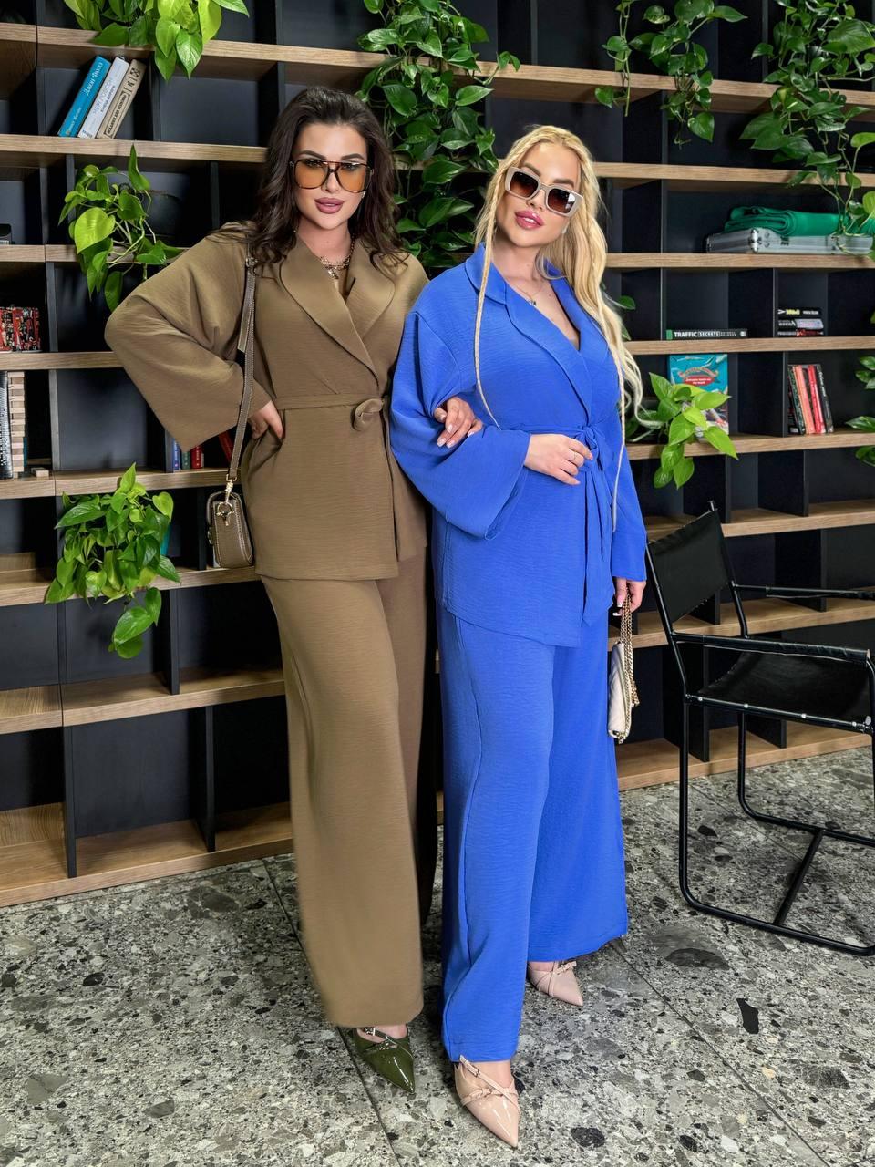 Костюм жіночий двійка з креп-жатки великого розміру, фото 1