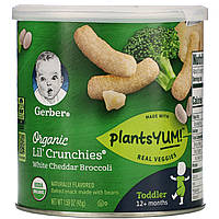 Gerber, Lil' Crunchies, от 12 місяців, органічні палички, білий чедер і броколі, 45 г (1,59 унції)