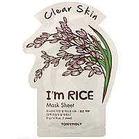 Tony Moly, I'm Rice, тканевая маска для чистой кожи, 1 шт., 21 г (0,74 унции)