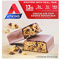Atkins, протеиновый батончик для перекуса, со вкусом печенья с шоколадной крошкой, 5 штук по 60 г (2,12 унции)