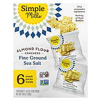 Simple Mills, Naturally Gluten-Free, Almond Flour Crackers, Fine Ground Sea Salt, 4.9 oz (138 g)