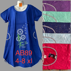 Нічна котонова сорочка БАТАЛ (р-ри: 56-64) AB89 Різні кольори. вир-во В'єтнам