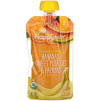 Happy Family Organics, Органическое детское питание, этап 2, от компании 6 месяцев, бананы, батат и папайя,