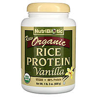 NutriBiotic, Сырой натуральный рисовый белок с ванилью, 600 г (1,3 фунта)