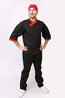 Костюм кухаря 22117 батист чорний/червоний одяг для сфери обслуговування розмір 50