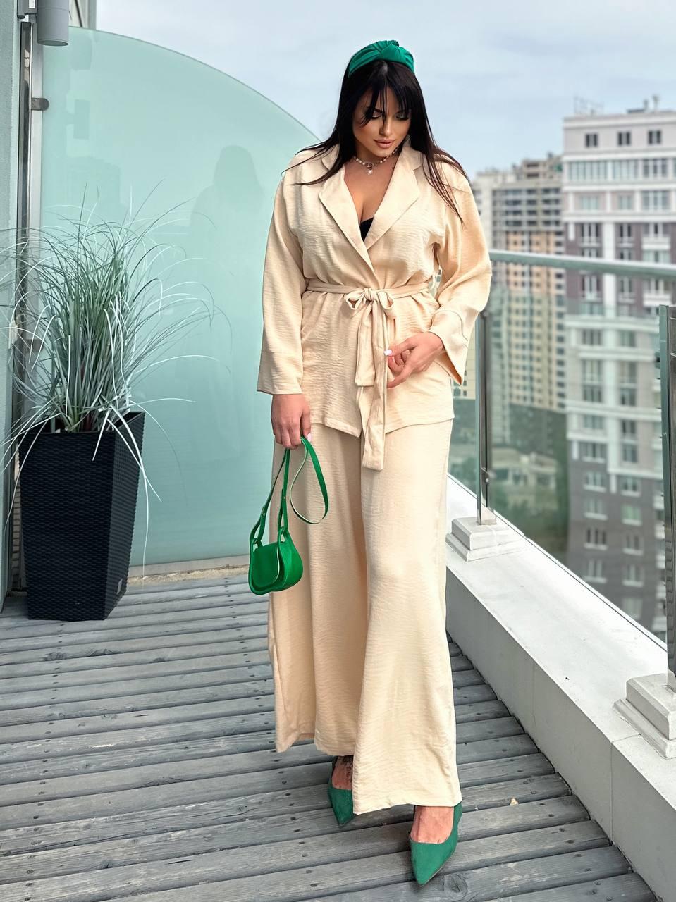 Костюм жіночий двійка з креп-жатки великого розміру, фото 1