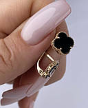 Срібні сережки конюшина позолота д.11п, фото 2