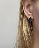 Срібні сережки конюшина позолота д.11п, фото 3