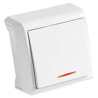 Вимикач 1 з підсвічуванням відкр. VERA (білий) 12шт./уп. (арт. 90681019)