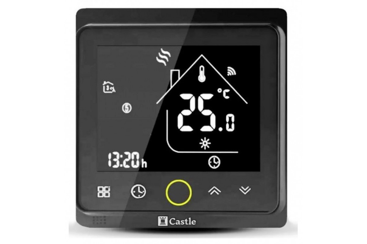 Терморегулятор для теплої підлоги Castle AC603 VAB Wi-Fi програмований, чорний, фото 1