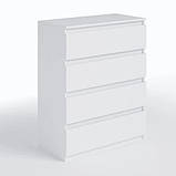 Простора комод для речей на 4 ящики в вітальню, комод для білизни з ламінованого ДСП в спальню, фото 6