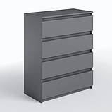 Простора комод для речей на 4 ящики в вітальню, комод для білизни з ламінованого ДСП в спальню, фото 9