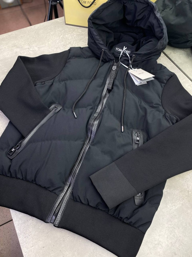 Демисезонная куртка черная Tom Ford Classic с капюшоном v067 высокое качество - фото 7 - id-p2193807599