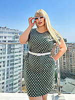 Жіноча коттонова сукня у горошок великого розміру, фото 4