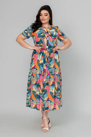 Легка літня сукня у великому розмірі з широкою спідницею, фото 2