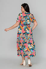 Легка літня сукня у великому розмірі з широкою спідницею, фото 2