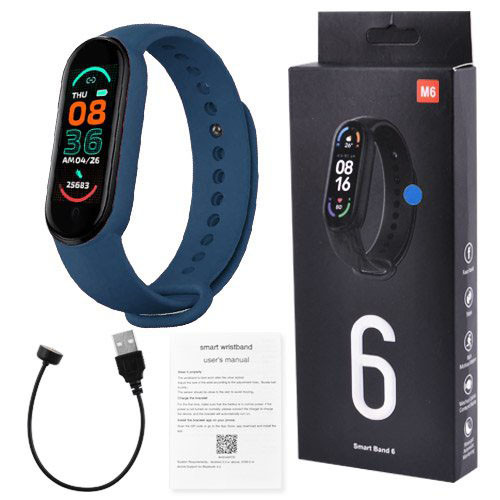 Фітнес браслет FitPro Smart Band M6 (смарт годинник, пульсоксиметр, пульс). GI-892 Колір синій