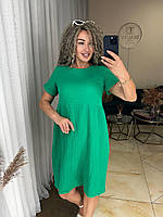 Жіноча коротка сукня, вільного крою, зелена