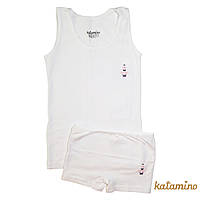 Набор белья для девочек майка + трусы-шорты KATAMINO 98-104 110-116 122-128 134-140 с рисунком "Бабочки" Белый
