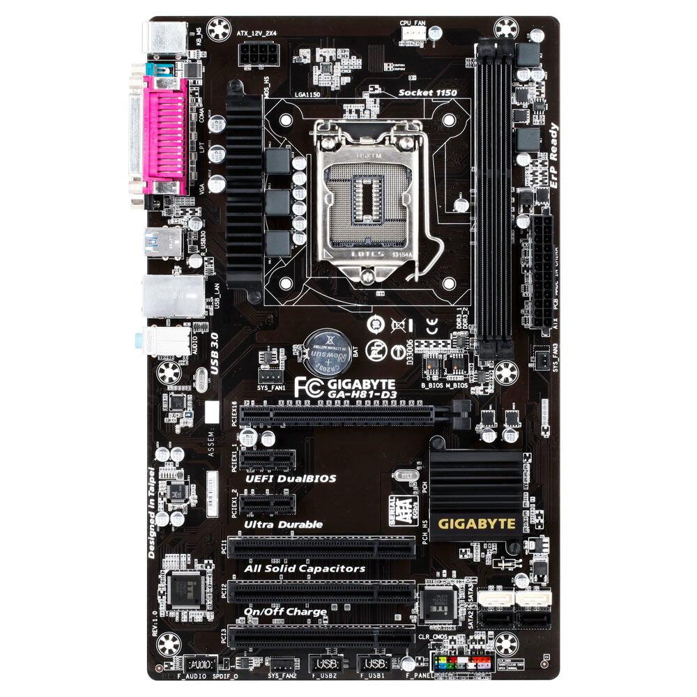 Материнская плата s1150 Intel H81 GM 2*DDR3 Gigabyte GA-H81-D3 ATX б/у - фото 1 - id-p2193255416